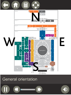 Figure 4: Screenshots of the guide's Navigator providing tips for general orientation in the museum (a and b)