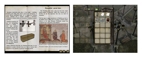 Fig 8: Document and player toolkit from the game Syberia (Sokal, 2002).