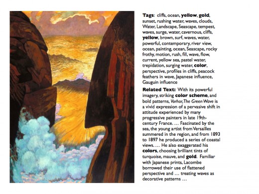 Fig 1: Image, tags, and handbook text for Vorhor, The Green Wave, by George Lacombe, Indianapolis Museum of Art