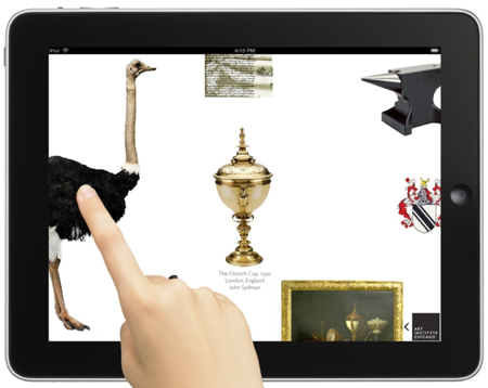 Fig 10: The constellation view allows a visitor to explore an artwork or a vignette – in this case one associated with the ostrich (Concept image)