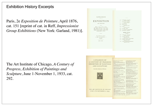 Fig 2: Scans of exhibition catalogues illustrate the exhibition history entries  