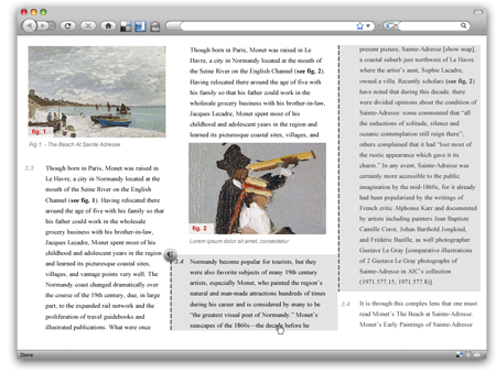 Fig 7: The researcher selects a portion of text to make a note or a citation