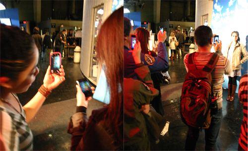 Fig 13: Visitors interacting with AR exhibit at the Exploratorium’s After Dark: Get Surreal event