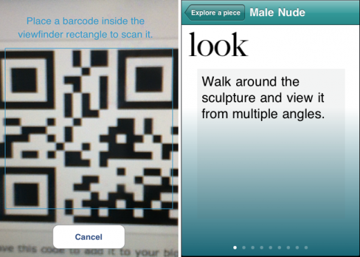 Fig 2: QR code scanner and the initial Look prompt