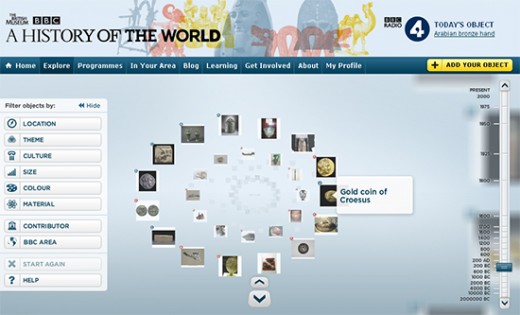 A History of the World Explore interface