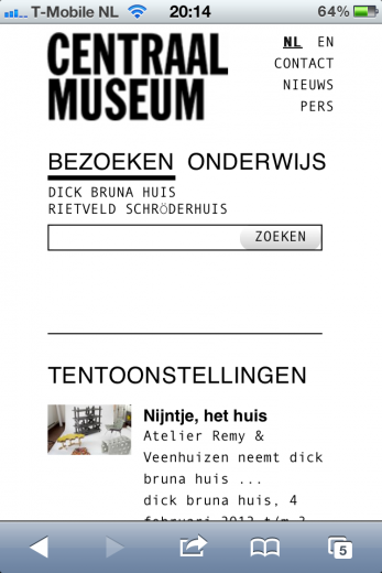 Centraal Museum mobile interface 1