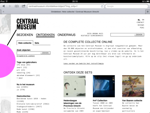 Centraal Museum tablet interface 2