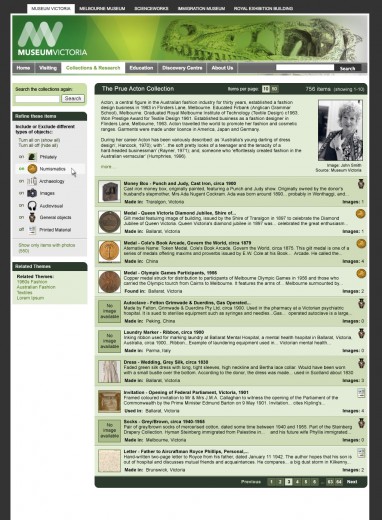 Narrative page screenshot from Museum Victoria's History & Technology Collections Online