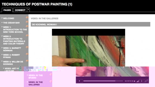 Screenshot of Online Survey Course, Materials and Techniques of Post-War Abstract Painting