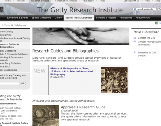 Getty Research Institute - Research Guides and Bibliographies