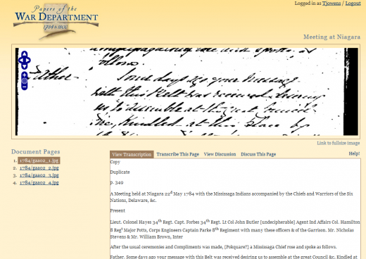 Scripto In Action on Papers of the War Department Site