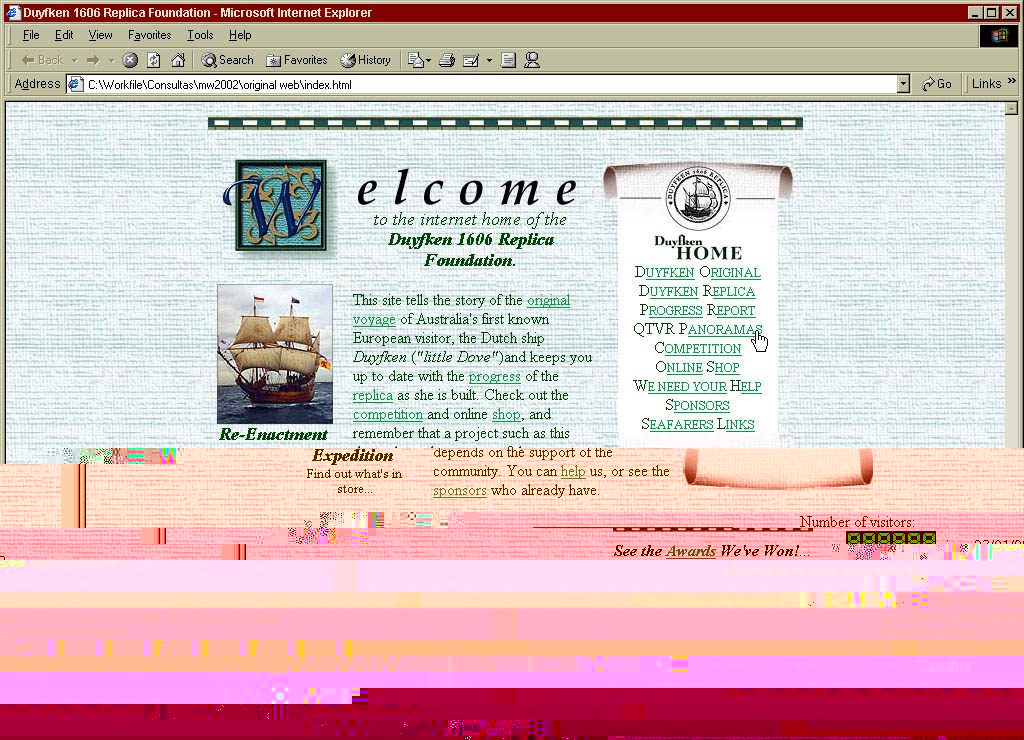 Original Duyfken Web&nbsp; site homepage -1997