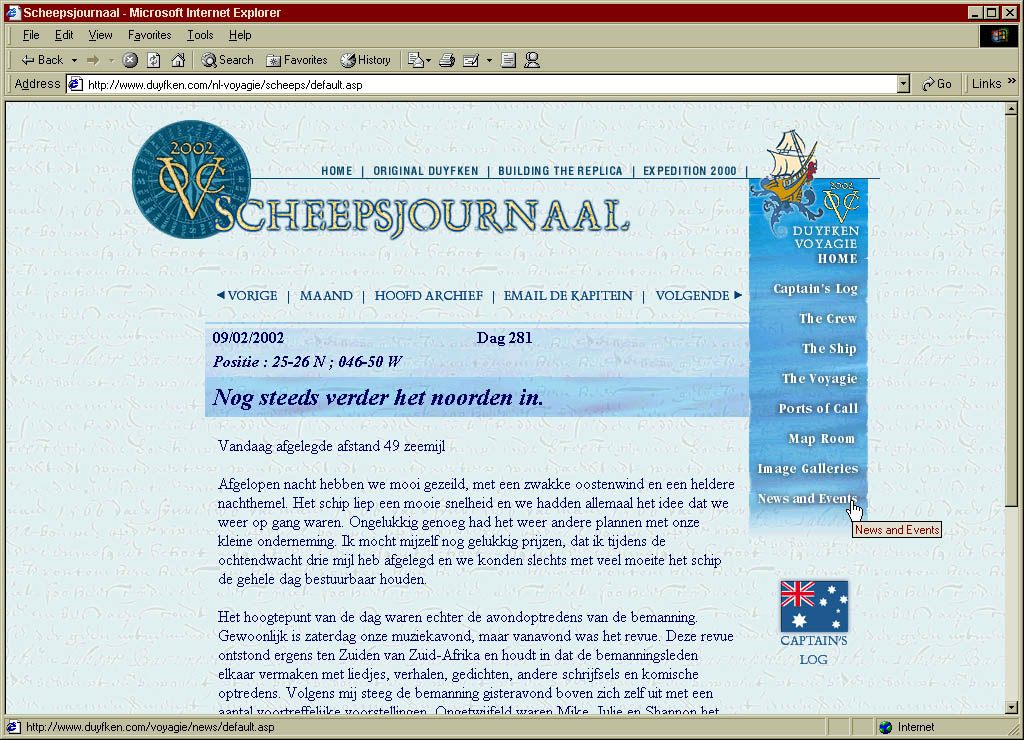 Dutch translation of Captain's Log - 2001