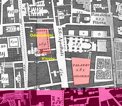 Nolli Map showing Palazzo Odescalchi