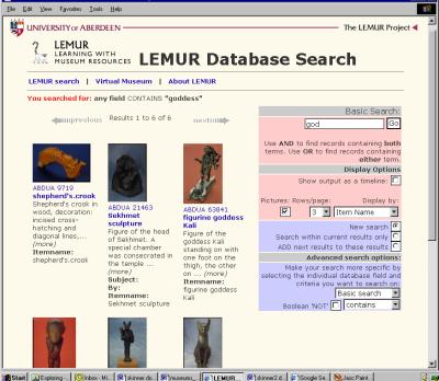 Lemur search interface
