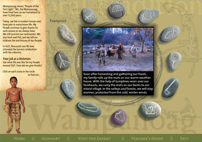 the circle of stones with the native guide and some explanatory text