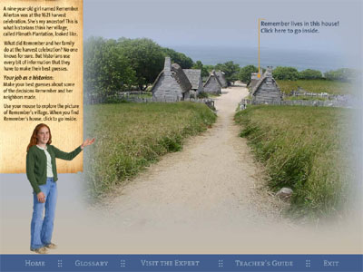 Modern child becons towards the colonists village