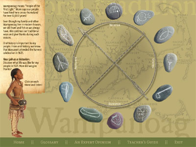 Native child, and  a circle of stones 