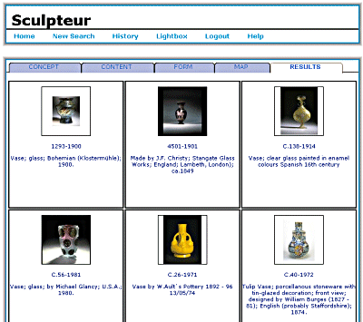 Screen Shot: text-based search for vases