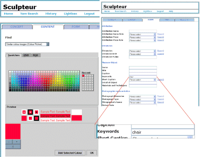 Screen Shot: Specifying a combined content and text query