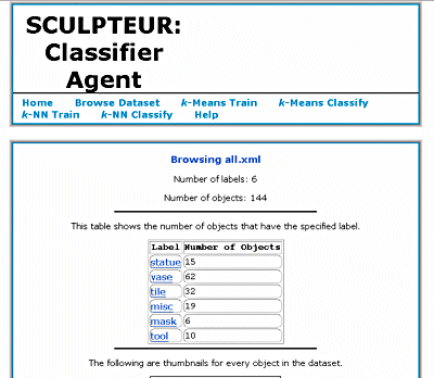 Screen Shot: Classification of objects