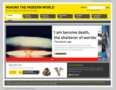 Screen Shot: Homepage of Making the Modern World