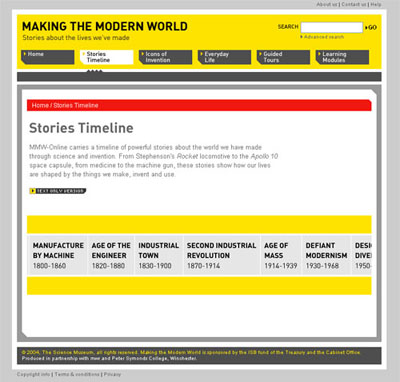 Screen Shot: Timeline