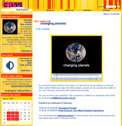 Screen Shot: A live Webcast