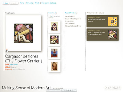 Screen Shot: Search interface details about a work of art