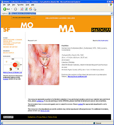 Screen Shot: An object in context on the SFMOMA Site