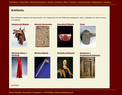 Screen Shot: The artifact menu