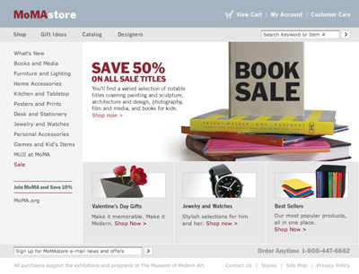 Figure 10. Screenshot of redesigned MoMAstore.org, 2006