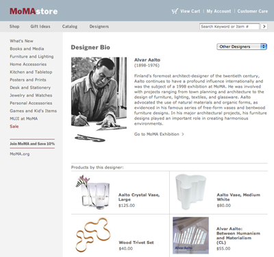 Fig 12: Screenshot of redesigned MoMAstore.org, 2006