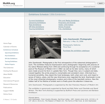 Fig 17: Screenshot of MoMA.org, 2006