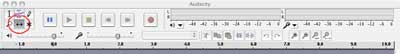 Fig 11: Audacity toolbar with 'Time Shift' button circled