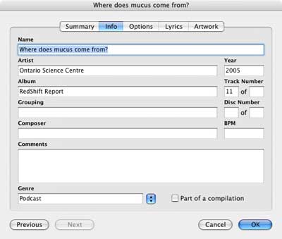 Fig 14: Adjusting info in iTunes