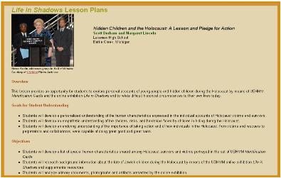 Hidden Children and the Holocaust: A Lesson and Pledge for Action Web site