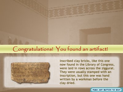 Fig 2: Information Screen from the Kiosk Game 